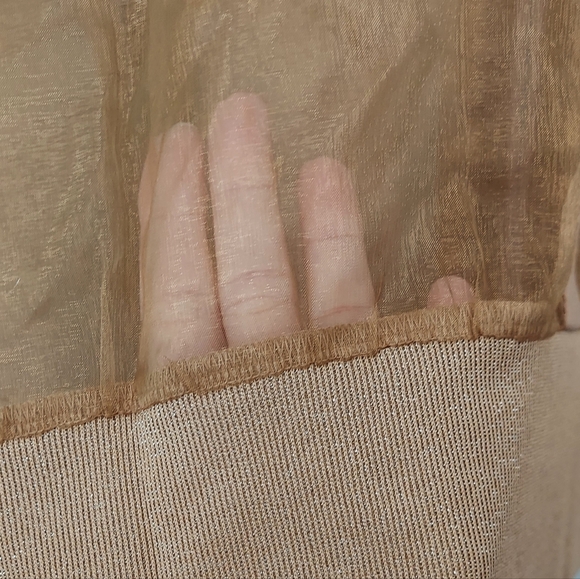 GSTQ Sheer Metallic Gold Bomber Jacket Women's Size 3X NWT - Picture 10 of 16